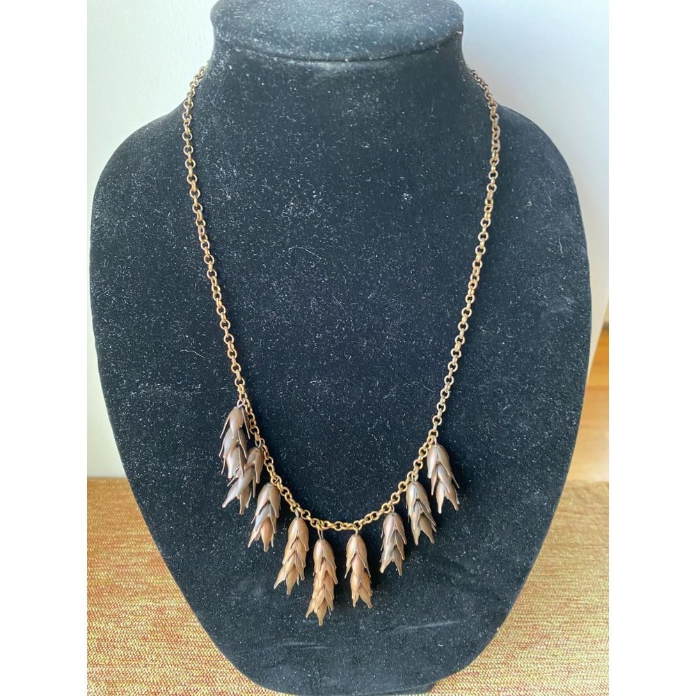 MCM Pearl(?) and Copper Hops Necklace, 21"